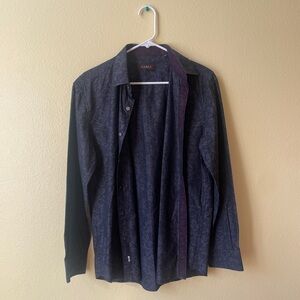 Casual Navy Patterned Men's Shirt Jacket by